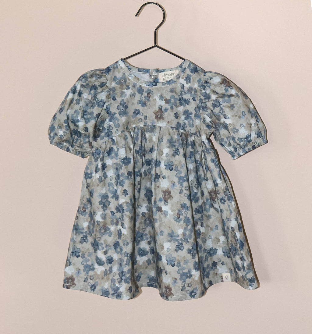 Almond Bud - Forget-Me-Not Floral Dress w/ Puff Sleeves & BLOOMERS |: 2-3T