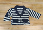 Fennco Styles - Blue Stripe Tuxedo Boy Romper & Jacket: 6-12m