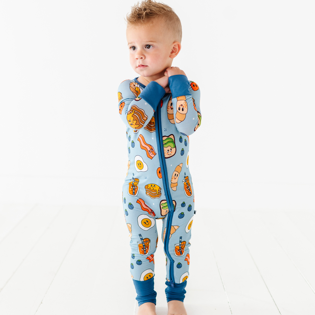 Kiki + Lulu - Blue Breakfast Convertible Footie: 6-12m
