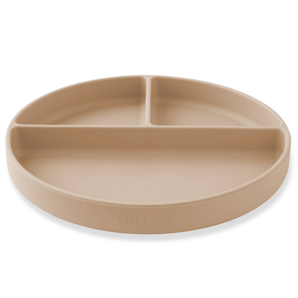 Ali+Oli - Baby Plate with Suction and  Divided Portions (Oatmeal)