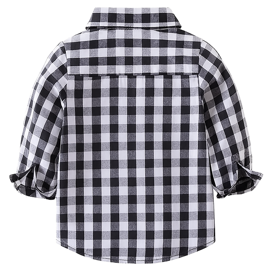 Fennco Styles - Black & White Plaid Cotton Button-Down Shirt – Baby Toddler: 110/3-4T