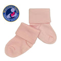 babysoy Inc - Babysoy Modern Stay on Socks: Peony in soft pink with fold-over cuffs, featuring a gentle, cozy design perfect for newborns and infants, curated children’s boutique essentials.
