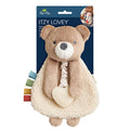 Itzy Ritzy - Theo the Bear Itzy Lovey™ plush bear lovey with soft textured blanket, soothing heart teether, pastel ribbon tags, cozy baby essential from curated children’s boutique.
