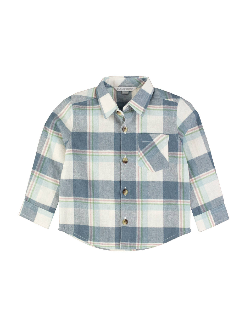 RuffleButts + RuggedButts - Boys Alpine Plaid Flannel Long Sleeve Button Down Shirt
: Blue / 18-24m