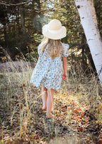 Almond Bud - Forget-Me-Not Floral Dress w/ Puff Sleeves & BLOOMERS |: 4-5T