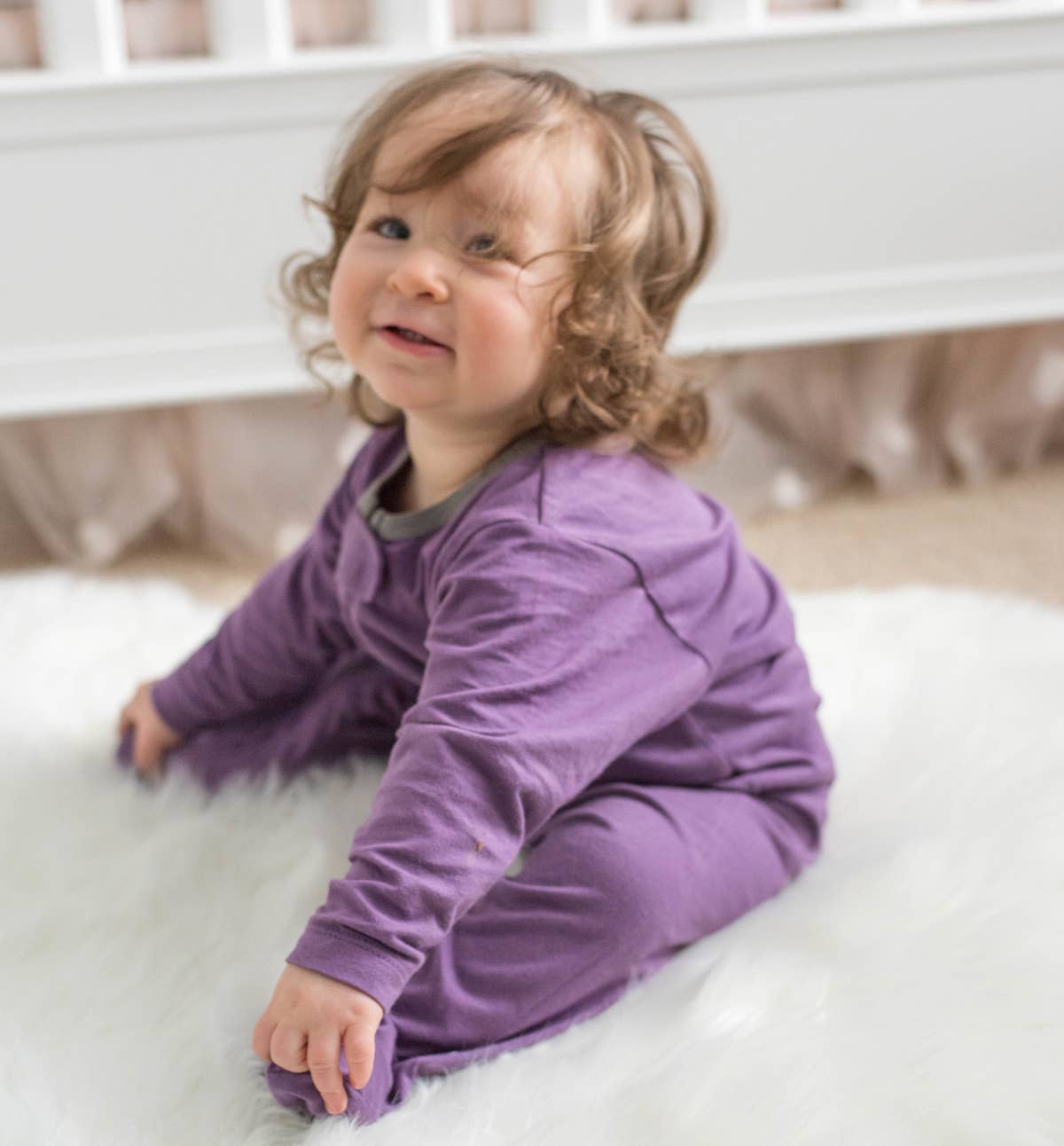 babysoy Inc - Basic Zipper Footie: Eggplant / 0-3m