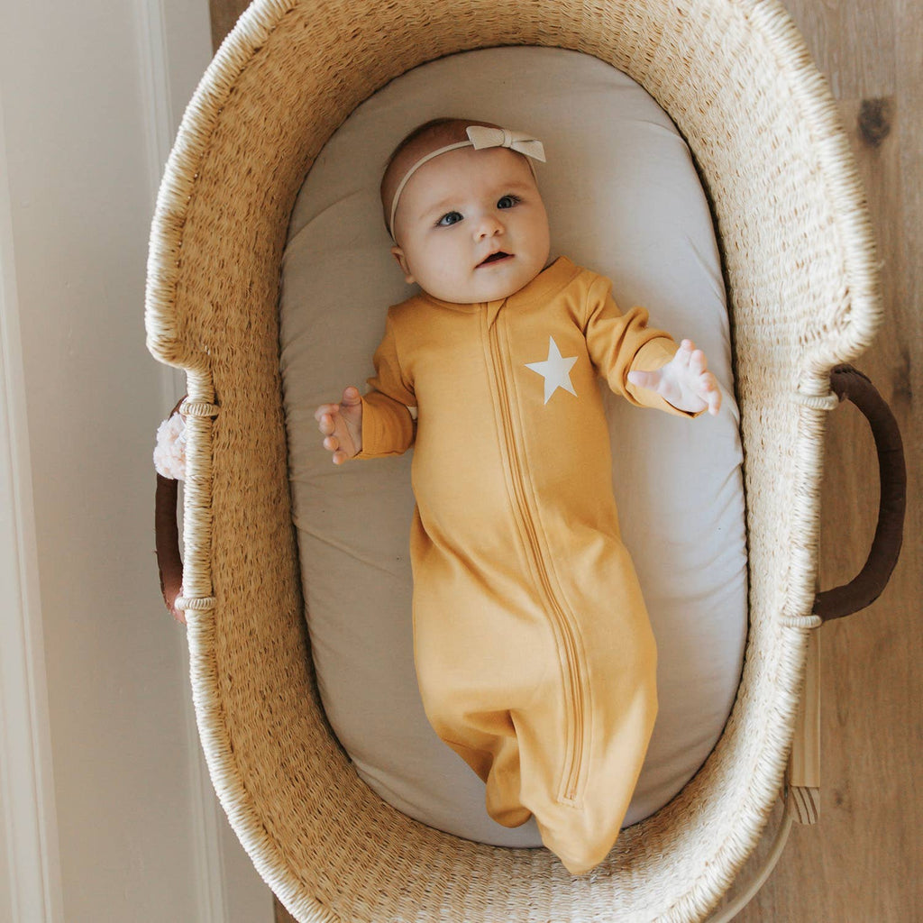 babysoy Inc - Babysoy All Star Long Sleeve Sleep Sack/Bag: Mustard / 0-6m
