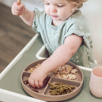 Ali+Oli - Baby Plate with Suction and  Divided Portions (Oatmeal)