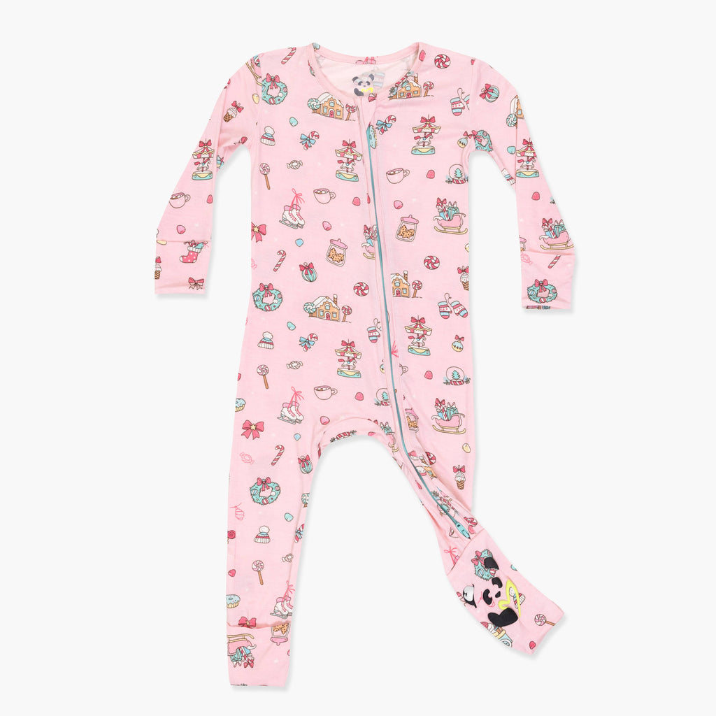 Bellabu Bear - Candy Cane Lane Bamboo Convertible Footie: 0-3m