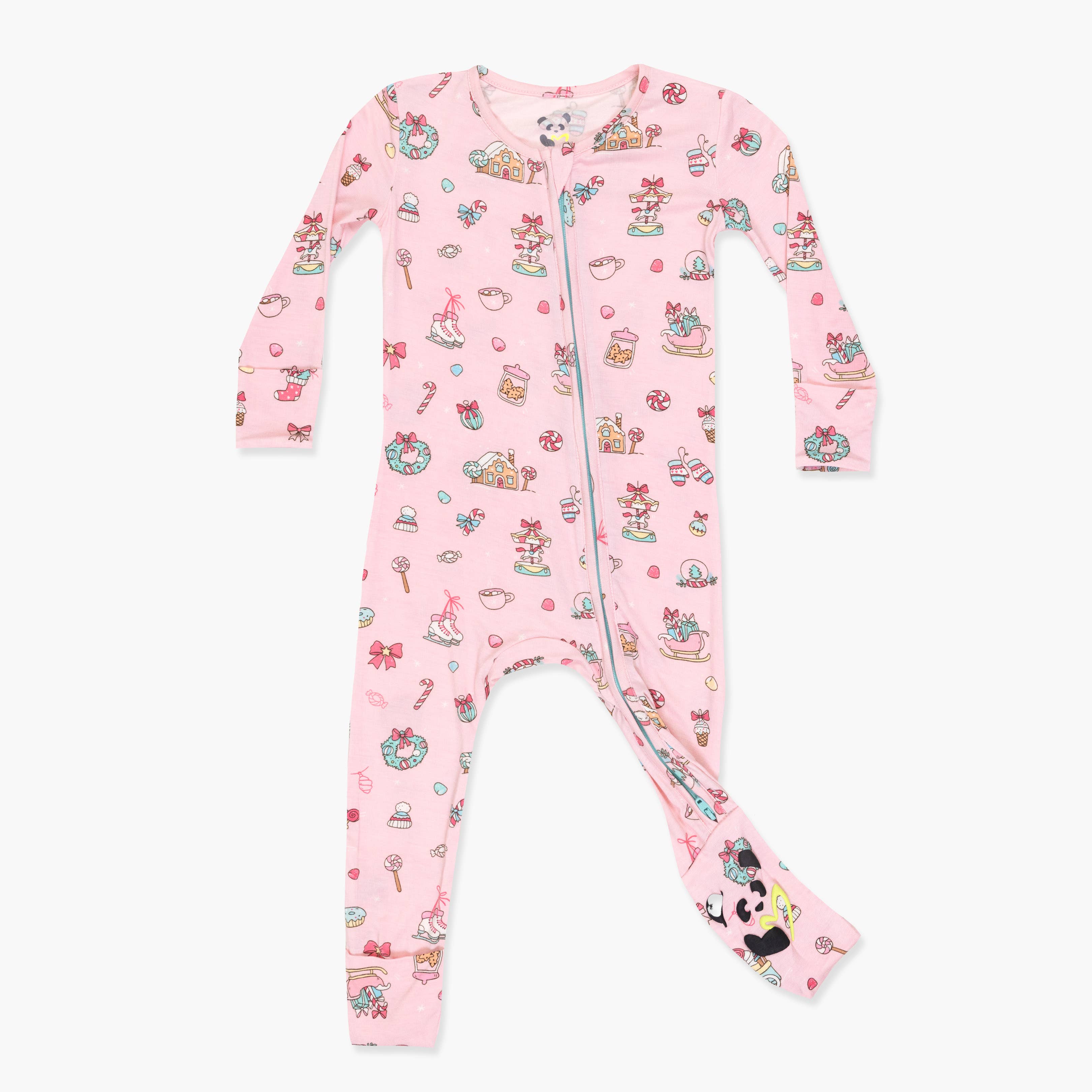 Bellabu Bear - Candy Cane Lane Bamboo Convertible Footie: 18-24m
