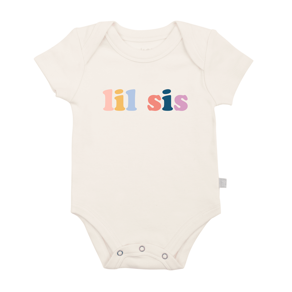 Finn + Emma - Baby graphic organic bodysuit | lil sis original: 9-12m