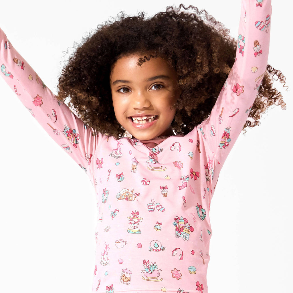 Bellabu Bear - Candy Cane Lane Bamboo Kids Pajamas: 2T