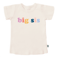 Finn + Emma - Kid toddler organic graphic tee | big sis featuring a soft cream fabric with colorful "big sis" text in playful font, made from organic breathable cotton, perfect for stylish kids clothing and cozy baby essentials.