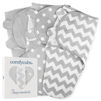 Comfy Cubs - Baby Easy Swaddle Blankets - Pack of 3: Grey / Small 0-3m