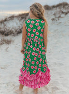 Olivia Ruffle Green Floral Dress