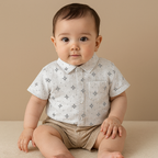 Fennco Styles - White Sun Boy Cotton Button-Down Shirt - Size 3-4T