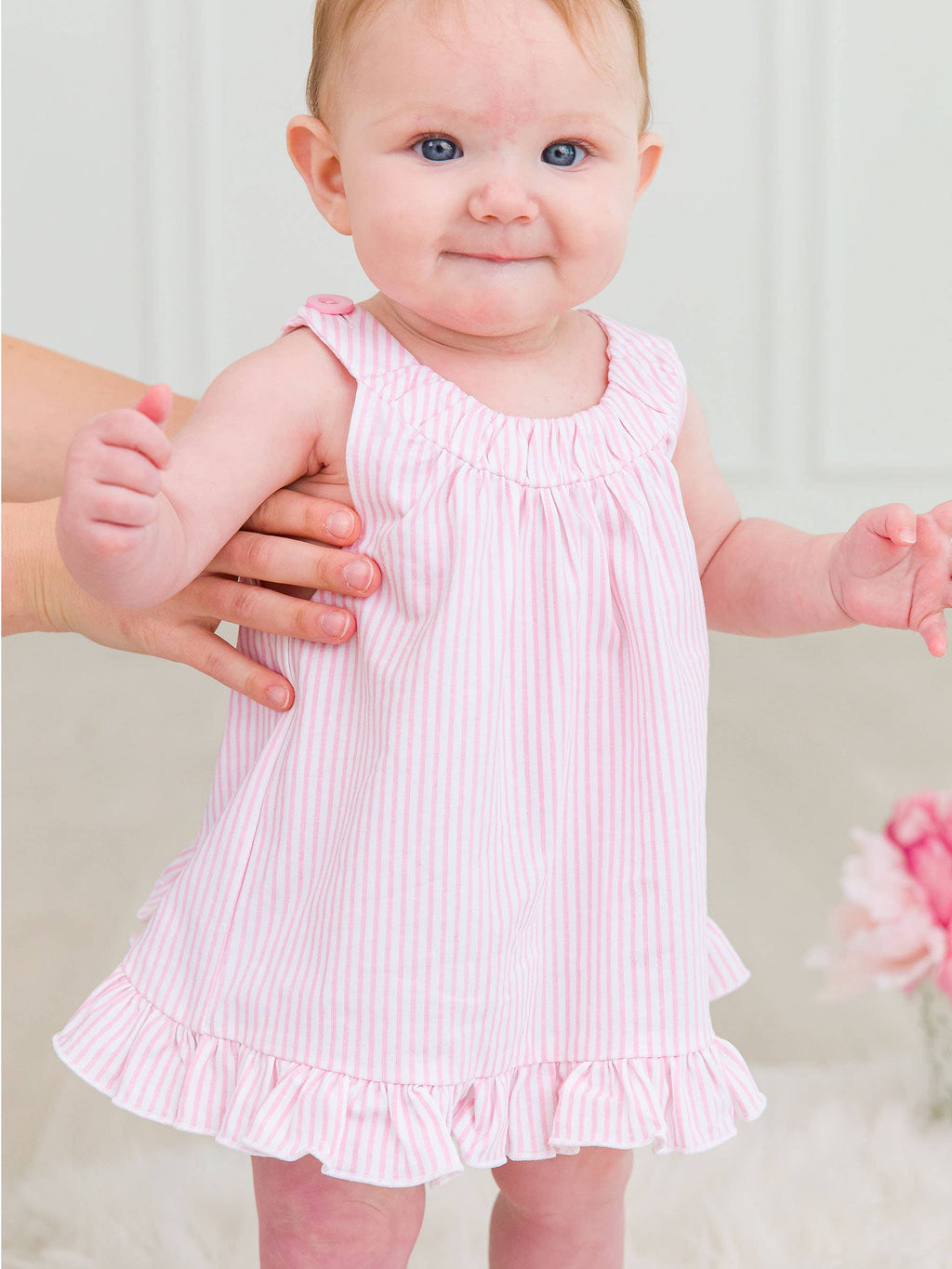 RuffleButts + RuggedButts - Baby Girls Fancy Me Floral Knit Swing Top and Bloomer Set
: Blue / 18-24m