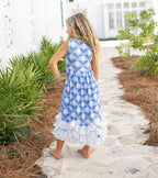 Olivia Ruffle Blue Floral Dress