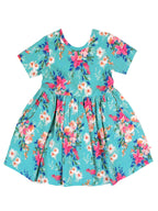 RuffleButts + RuggedButts - Girls Fancy Me Floral Short Sleeve Knit Twirl Dress
: Blue / 3T