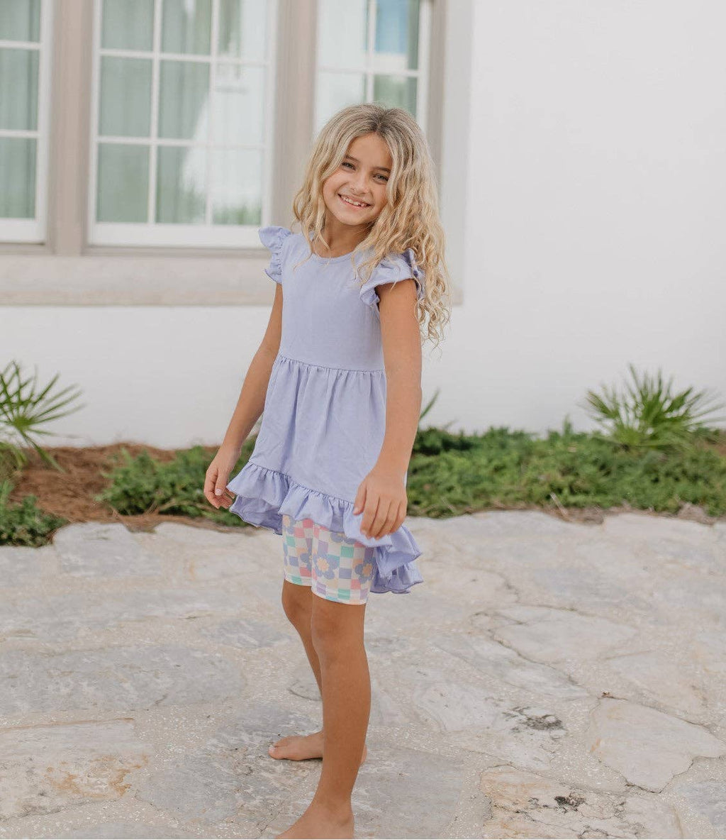 Purple Periwinkle Pastel Spring Check Hi-Lo Short Set