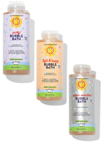 California Baby - Bubble Bath Fun Trio featuring three 13 oz bottles of plant-based, gentle, non-drying bubble bath in scents party!, light & happy, and super sensitive for babies, kids, and adults.