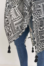 Love and Repeat - TRIBAL PATTERN PRINT TASSELED OPEN FRONT KIMONO: MULTI