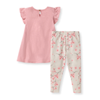 Burt's Bees Baby - Slub Tunic & Cherry Blossoms Pants Set featuring a soft pink tunic with flutter sleeves and cream leggings with delicate pink cherry blossom print, perfect for stylish kids clothing.