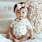 babysoy Inc - Babysoy Short Sleeve Hoodie Romper: Strawberries / 18-24m