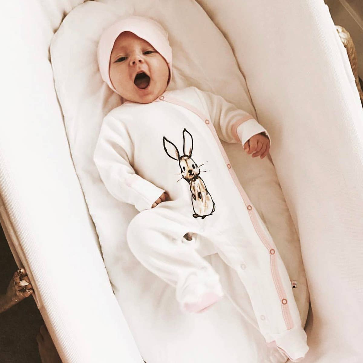 babysoy Inc - Babysoy Jane Goodal Animal Footie: Rabbit-Peony / 3-6m