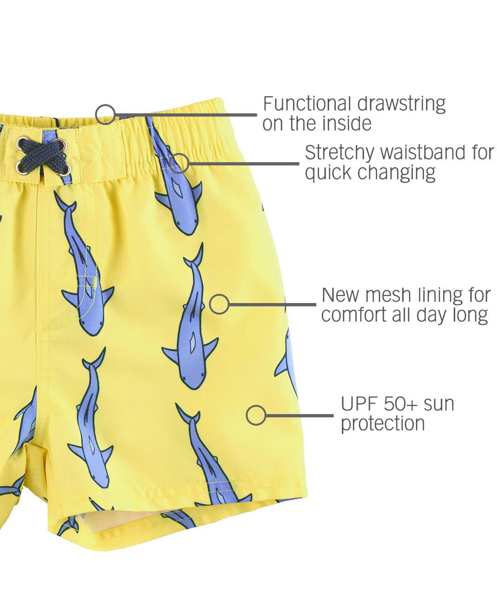 RuffleButts + RuggedButts - Boys Jawsome Swim Trunks
: 12-18m