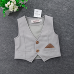 Fennco Styles - Grey & White 4pcs Tuxedo Boy Outfit: 2-3T