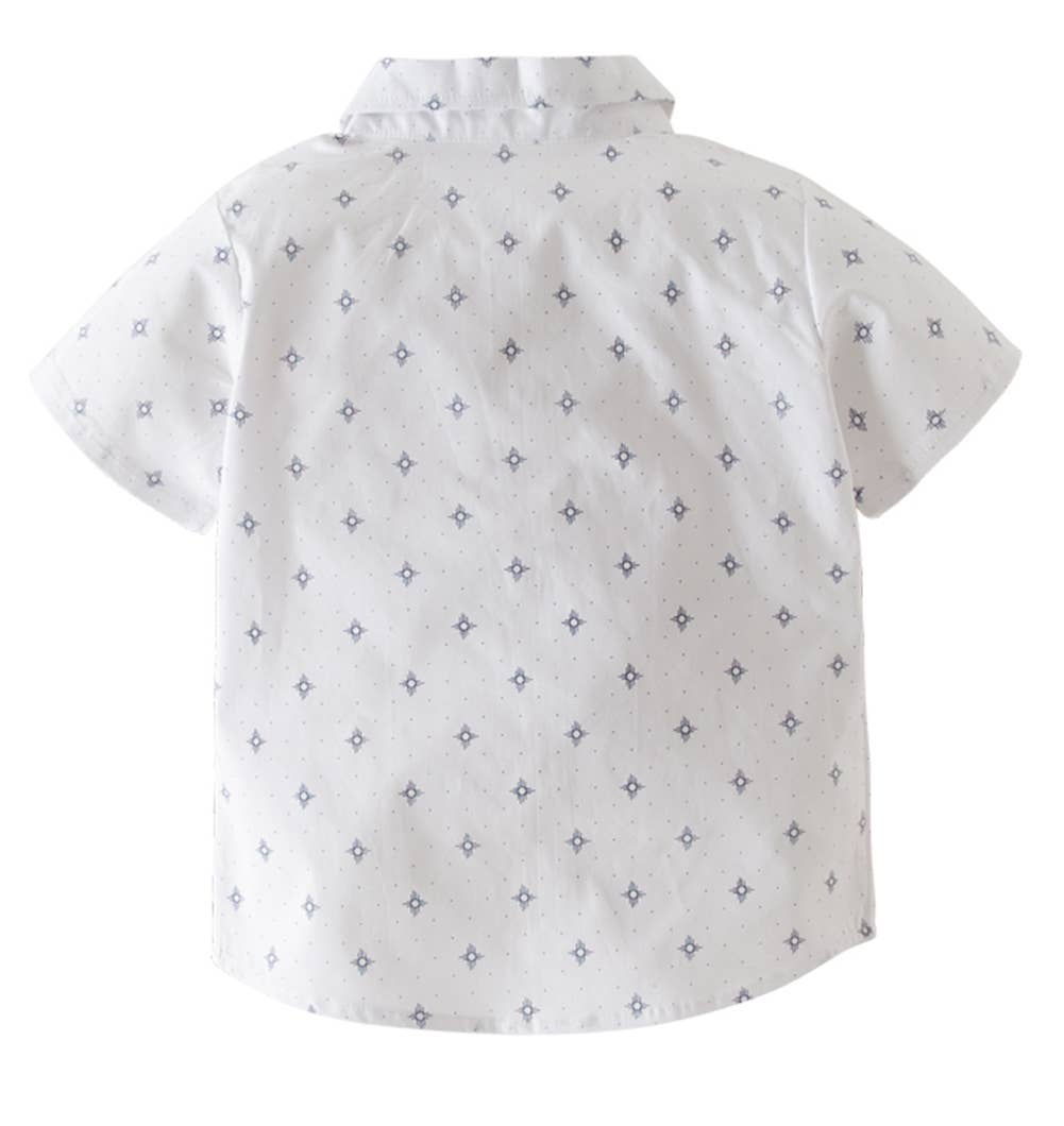 Fennco Styles - White Sun Boy Cotton Button-Down Shirt - Size 6-12m