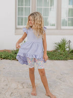 Purple Periwinkle Pastel Spring Check Hi-Lo Short Set