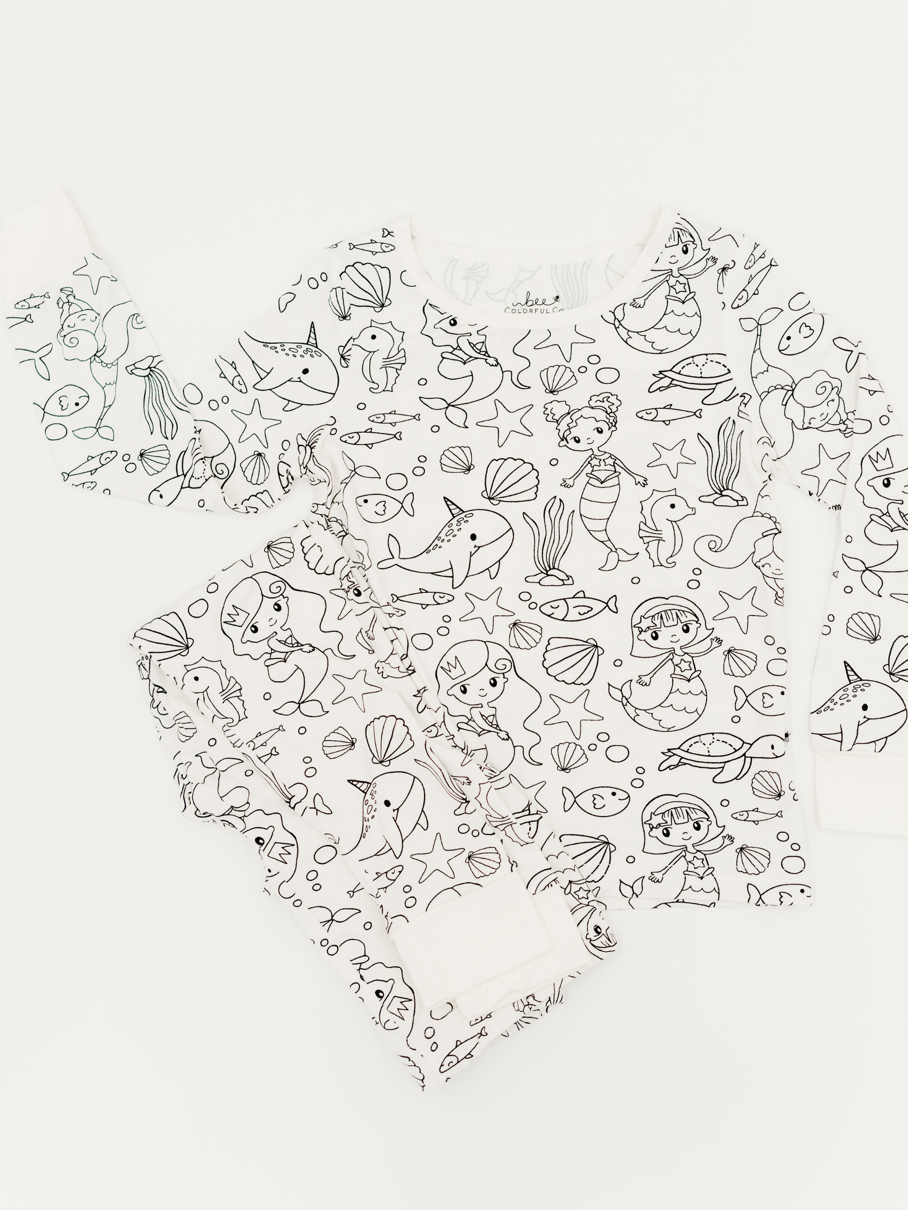 Bee Colorful Co. - Mermaid Coloring Pajamas 2 piece set made from Bamboo: 2T