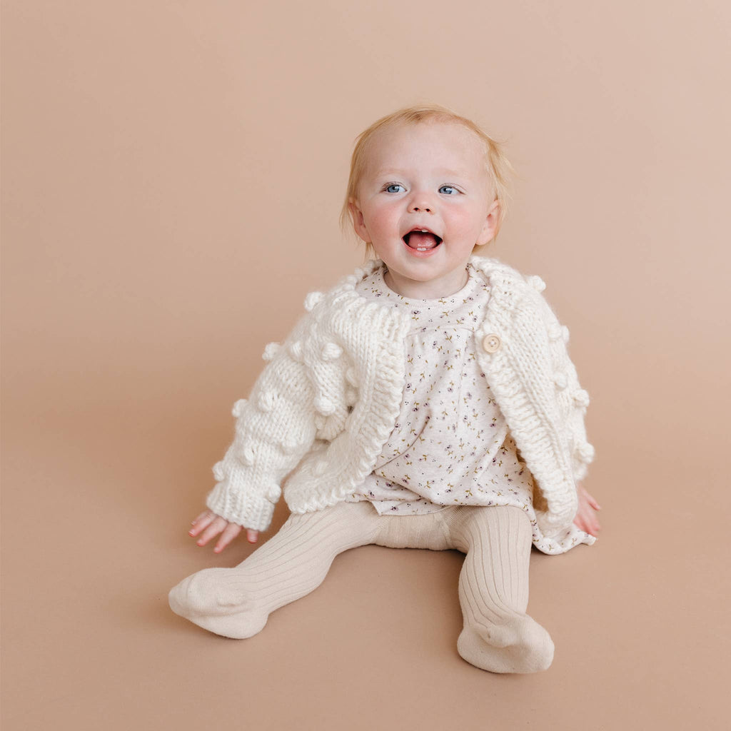 The Blueberry Hill - Popcorn Cardigan, Cream Baby Sweater Kids Clothing Fall: 6-12m