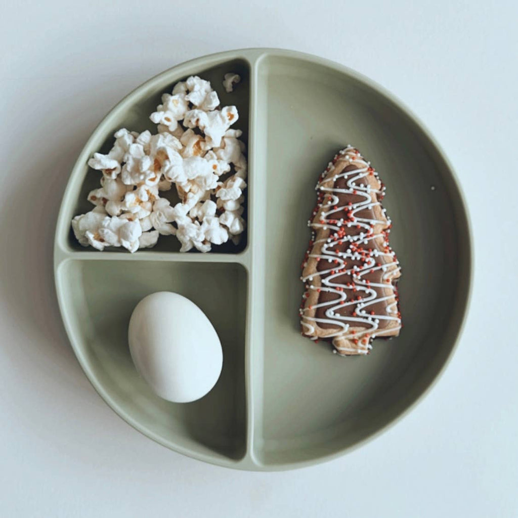 Ali+Oli - Baby Plate with Suction and  Divided Portions (Sage)