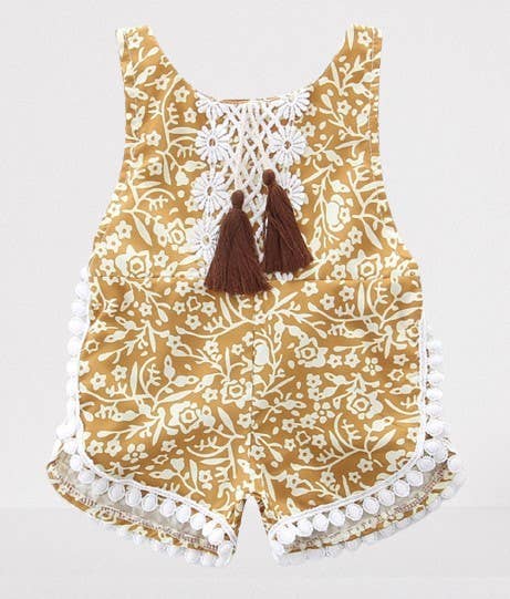 Fennco Styles - Flower Lace Backless Baby Girl Sunsuit Romper : 0-3m