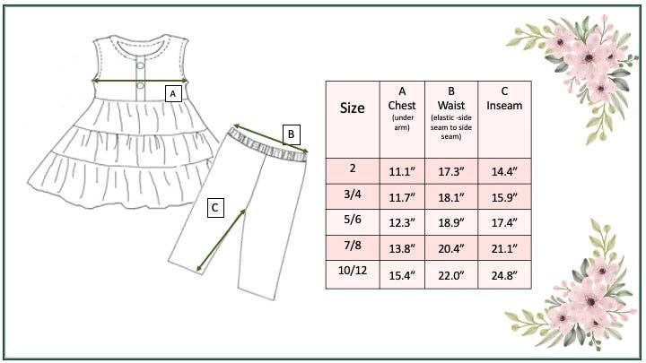 Adorable Sweetness - Kids Peach Teal Floral Tiered Ruffle Button Spring Set