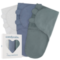 Comfy Cubs - Baby Easy Swaddle Blankets - Pack of 3: Stone/Nomadic Blue/Azul / Large 3-6m