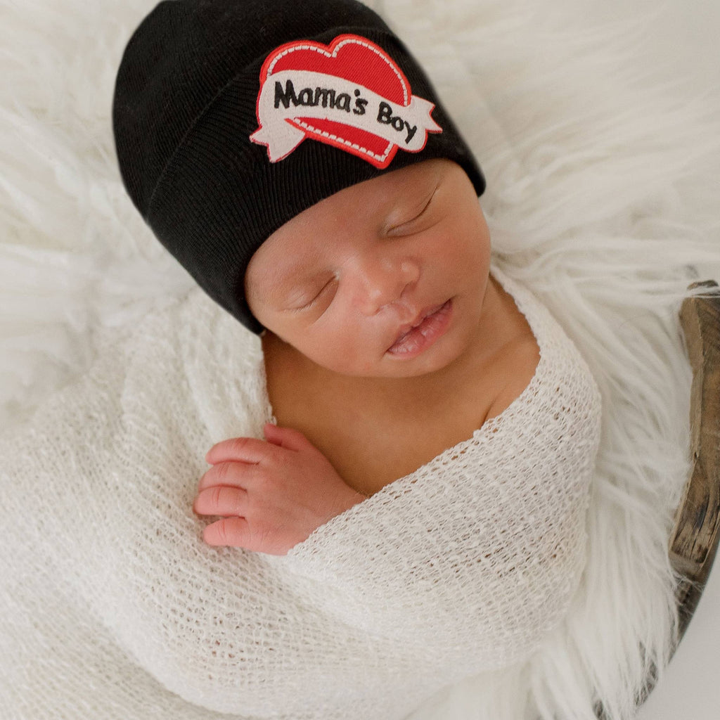 ilybean - Mama's Boy Tattoo Hospital Hat - Black: 0-3m
