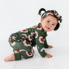 Kiki + Lulu - Rustic Blooms Ribbed Convertible Footies with Ruffle: 12-18m