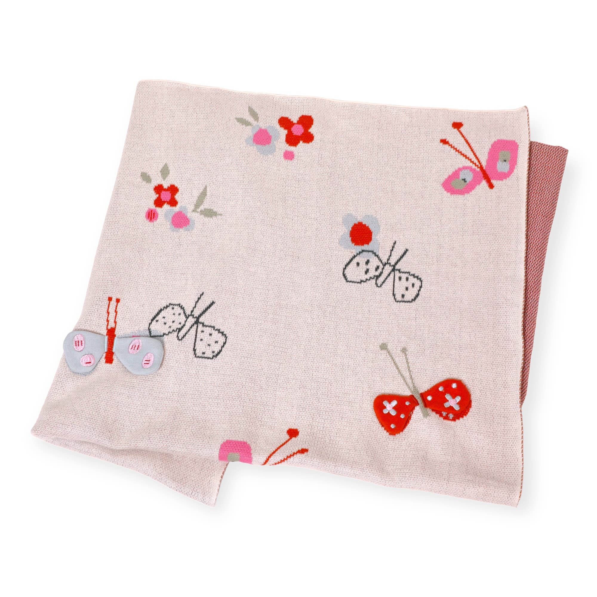 Viverano Organics - Butterfly 3D - Organic Cotton Jacquard Knit Baby Blanket: Natural