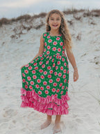 Olivia Ruffle Green Floral Dress