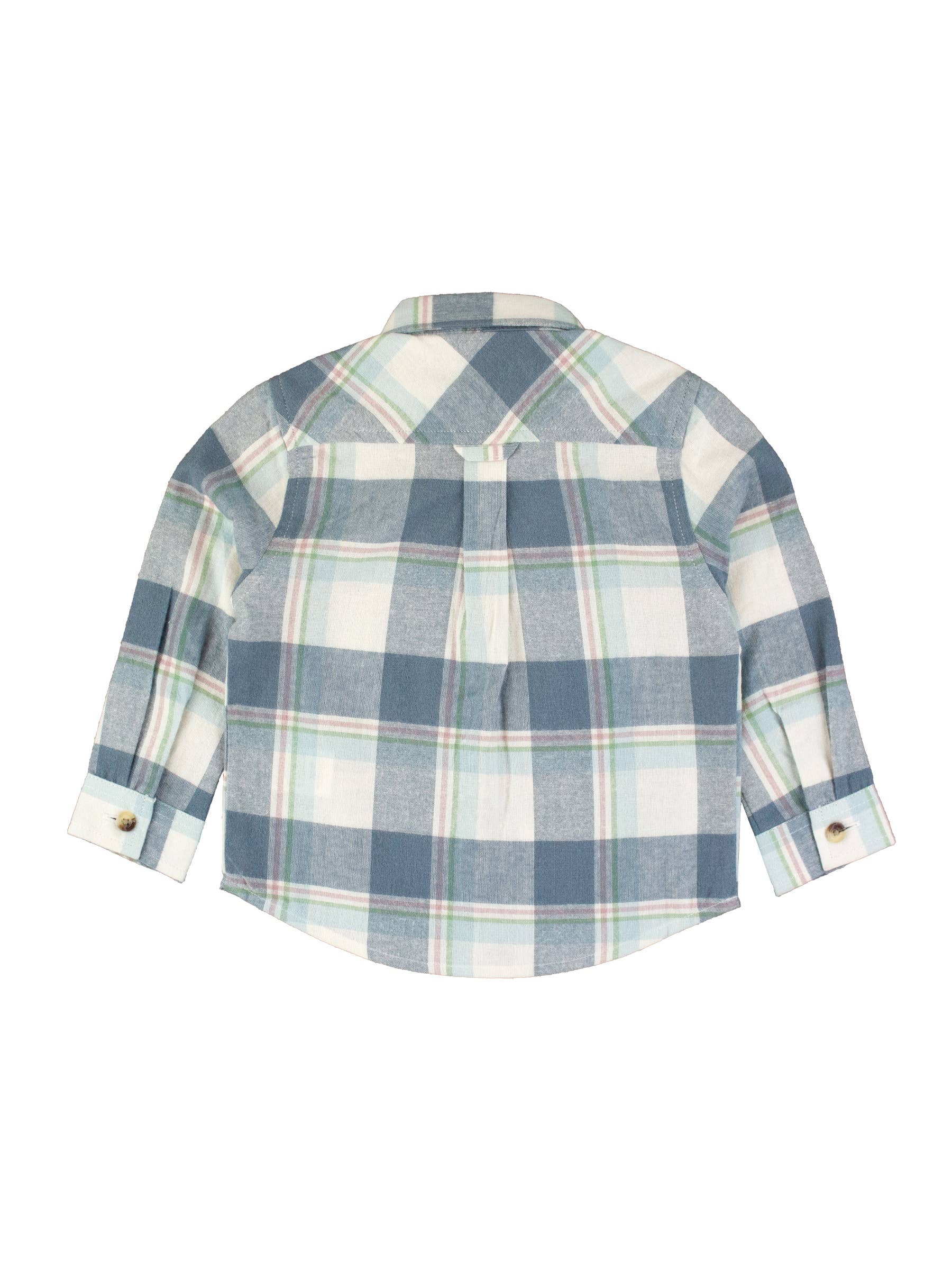 RuffleButts + RuggedButts - Boys Alpine Plaid Flannel Long Sleeve Button Down Shirt
: Blue / 3-6m