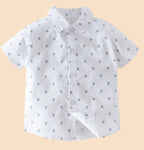 Fennco Styles - White Sun Boy Cotton Button-Down Shirt - Size 2-3T