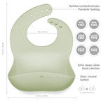 Ali+Oli - Silicone Baby Bib Roll Up & Stay Closed (Light Sage)