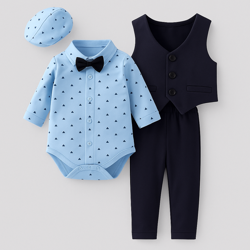 Fennco Styles - Baby Boy Blue Tuxedo 4pcs Formal Wear Outfit: 18-24m