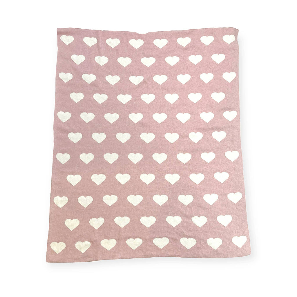 Viverano Organics - Hearts Reversible Sweater Knit Baby Blanket Organic Cotton