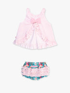 RuffleButts + RuggedButts - Baby Girls Fancy Me Floral Knit Swing Top and Bloomer Set
: Blue / 2T/3T