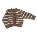 The Blueberry Hill - Rib Knit Stripe Cardigan, Tan | Baby & Kid Sweater, featuring soft breathable fabrics in neutral tones, perfect for cozy baby outfits from a curated children’s boutique.